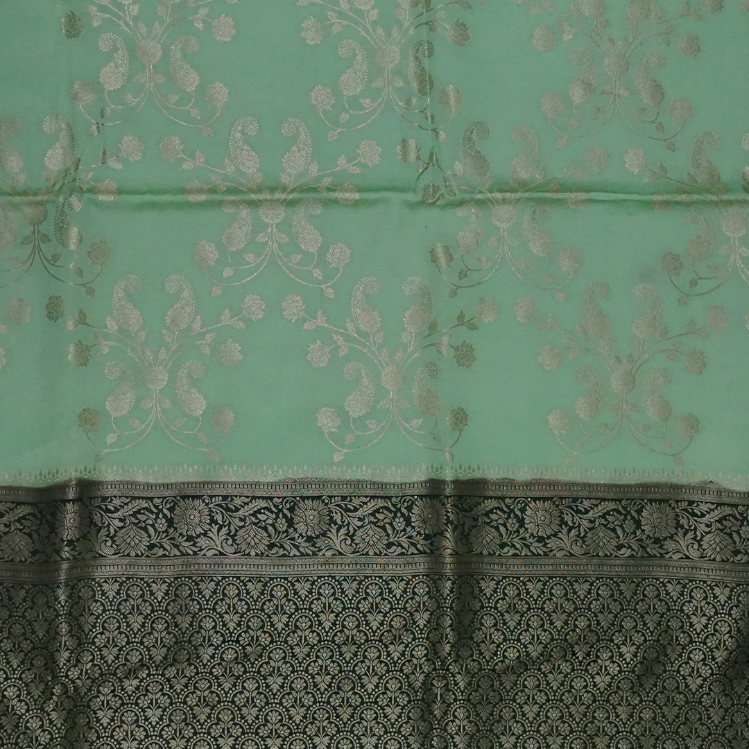 Mint Green Mahalakshmi Viscose saree with Golden Zari