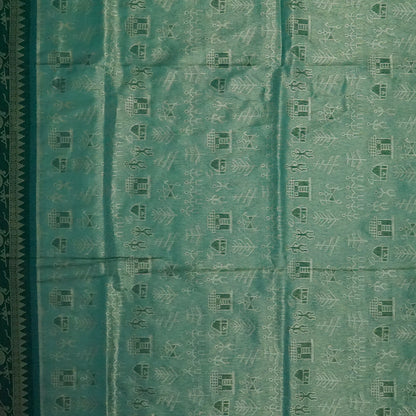 Emerald Green Stravi Silk with Golden Zari