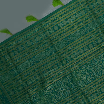 Green Stravi Silk with Golden Zari