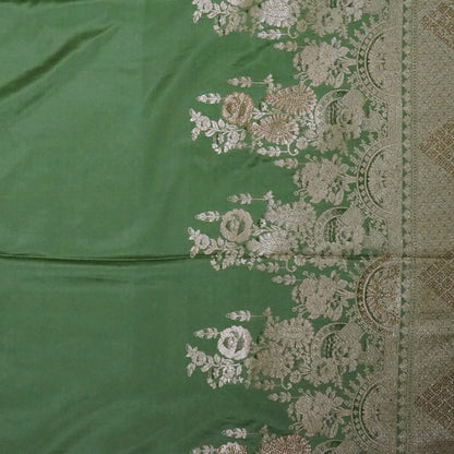 Pastel Green Madhur Sangam Silk saree with Gold - Silver Zari