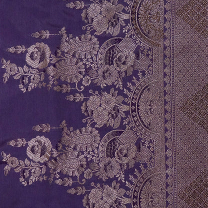 Deep Purple Madhur Sangam Silk Saree with Gold Zari