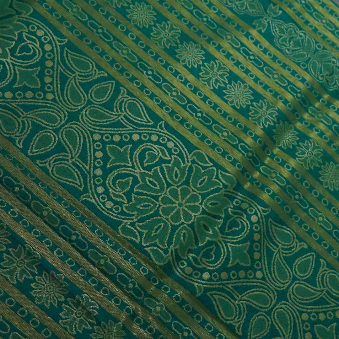 Green Stravi Silk with Golden Zari