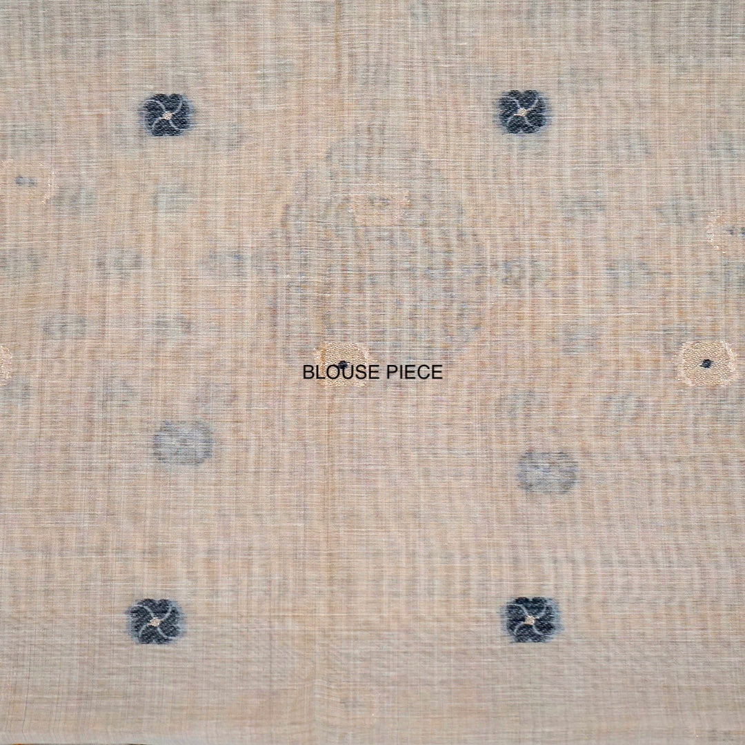 Beige Ishvani Tussar saree with black tassels