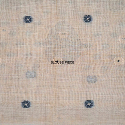 Beige Ishvani Tussar saree with black tassels