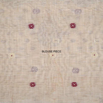 Beige Ishvani Tussar saree with Maroon tassels