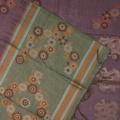Mauve Palayam Silk Tussar with Olive Green border.