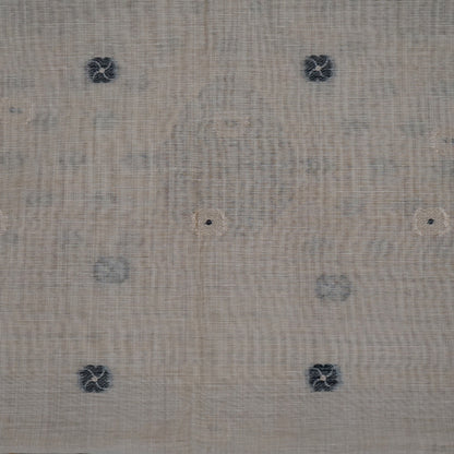 Beige Ishvani Tussar saree with black tassels