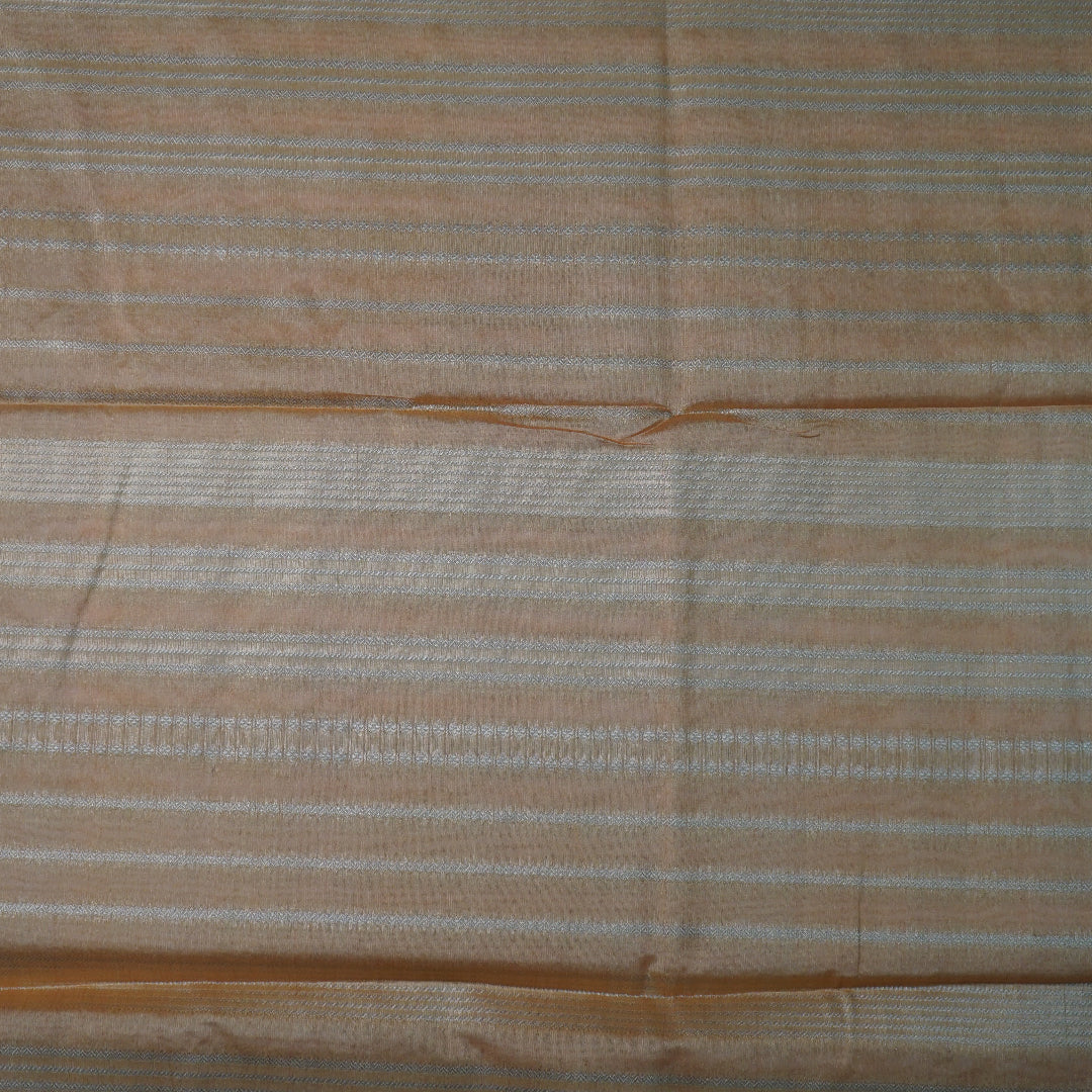 Mustard yellow Gokul Tussar with pink border