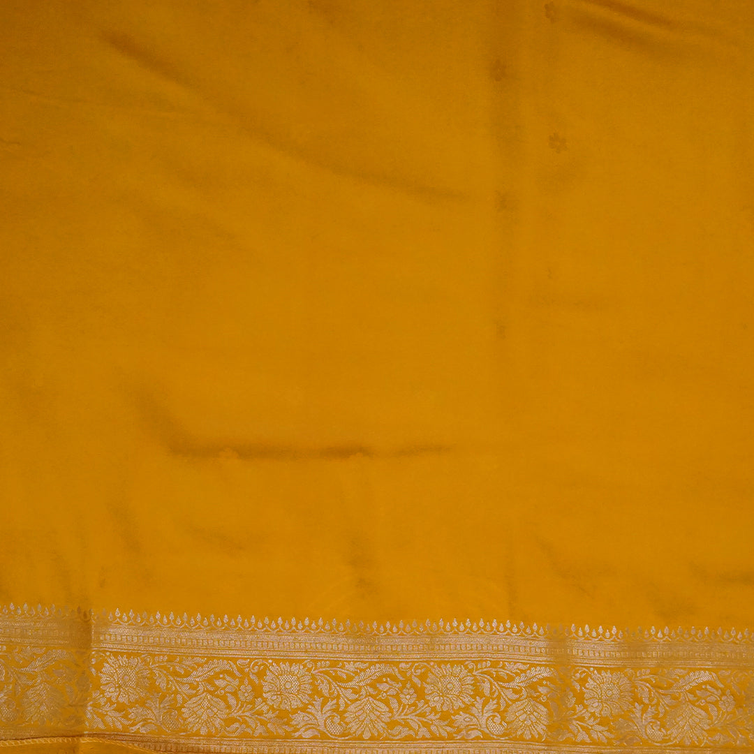 Ivory - Mustard Mahalakshmi Viscose saree with Floral and Zari works