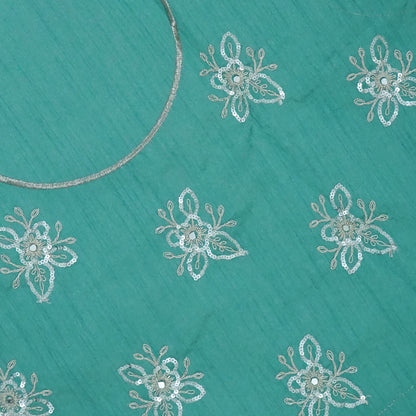 PASTEL WHISPERS - Aqua Blue Designer Chiffon Saree with Floral Buttas and Silver Zari works