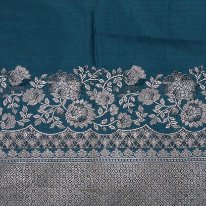 Teal Madhur Sangam silk saree with Gold Zari